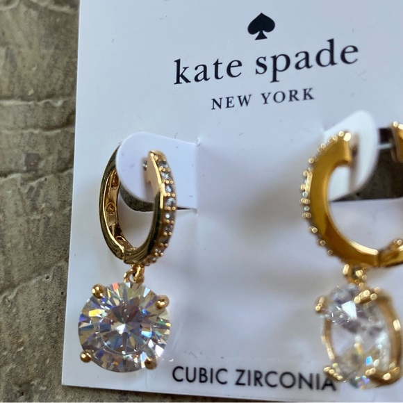 Kate Spade Bright Ideas That Sparkle Pave Huggie Charm Earrings Hoop NWT - Picture 6 of 8